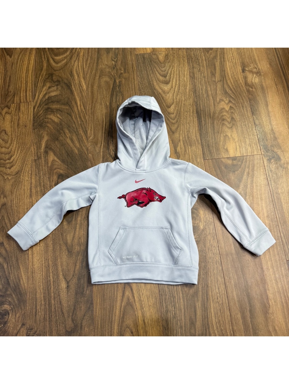 Nike Arkansas Razorbacks Therma-FIT Hoodie Youth Size 4 Gray Pullover Sweatshirt
